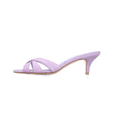 Marilyn 55 Heeled Sandal in Lilac Suede Leather