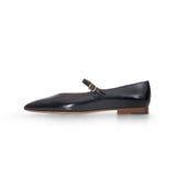 Mary Jane Ballet Flat in Black Wrinkled Patent Leather