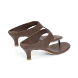 Miranda 55 Heeled Sandal in Chocolate Nappa Leather