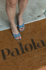 Carrie 55 Heeled Sandal in Blue Jeans Denim Fabric