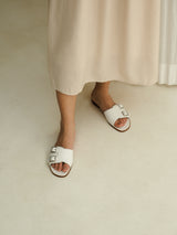 Heidi Slide in White Nappa Leather