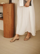 Bella 35 Heeled Sandal in Taupe Nappa Leather