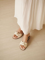 Gisele Slide in Cream Nappa Leather