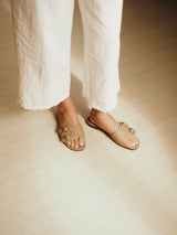 Heidi Slide in Taupe Nappa Leather