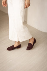 Gigi Loafer in Burgundy Suede Leather
