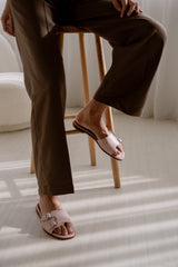 Heidi Slide in Powder Pink Nappa Leather