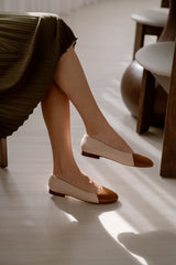Jessica Ballet Flat in Classic Beige and Classic Tabacco Leather
