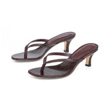Rachel 55 Heeled Sandal in Embossed Testa Di Moro Crocodile Leather