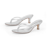 Rachel 55 Heeled Sandal in Metallic Silver Leather