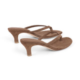 Rachel 55 Heeled Sandal in Mocha Suede Leather