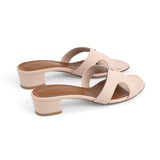 Yumi 35 Heeled Sandal in Classic Beige Leather