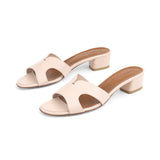 Yumi 35 Heeled Sandal in Classic Beige Leather