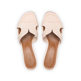 Yumi 35 Heeled Sandal in Classic Beige Leather
