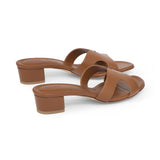 Yumi 35 Heeled Sandal in Classic Tabacco Leather