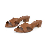 Yumi 35 Heeled Sandal in Classic Tabacco Leather