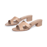 Yumi 35 Heeled Sandal in Taupe Nappa Leather