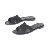 Yumi Slide in Black Suede Leather