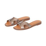 Yumi Slide in Metallic Bronze Leather