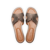 Yumi Slide in Metallic Bronze Leather