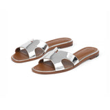 Group Made-To-Order (GMTO) Yumi Slide in Metallic Silver Patent Leather