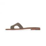 Yumi Slide in Moss Suede Leather