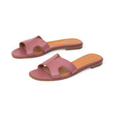 Yumi Slide in Rose Nappa Leather