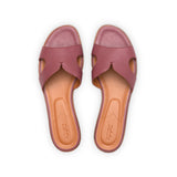 Yumi Slide in Rose Nappa Leather