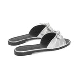 Cherie Slide in Metallic Silver Nappa Leather