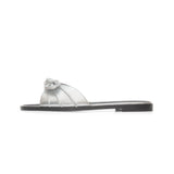 Cherie Slide in Metallic Silver Nappa Leather