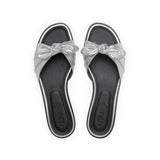 Cherie Slide in Metallic Silver Nappa Leather