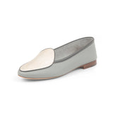 Claudia Loafer in Grey and Embossed Silver Lizard Leather