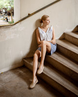 Claudia Loafer in Polvere and Embossed Gold Lizard Leather