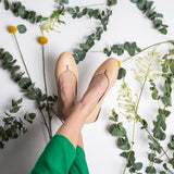 Yumi Ballet Flat in Classic Beige Leather