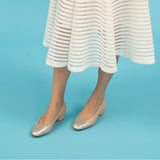 Jessica 35 Pump in Classic Beige and Embossed Silver Lizard Leather
