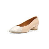 Jessica 35 Pump in Classic Beige and Embossed Silver Lizard Leather