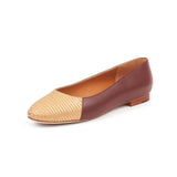 Jessica Ballet Flat in Classic Oxblood and Embossed Gold Lizard Leather
