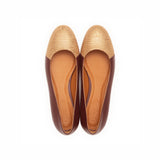 Jessica Ballet Flat in Classic Oxblood and Embossed Gold Lizard Leather