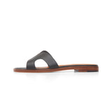 Yumi Slide in Classic Black Leather (Natural Soles)