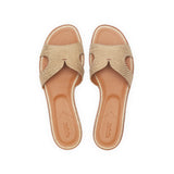 Yumi Slide in Embossed Gold Lizard Leather (Natural Outsoles)