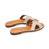 Yumi Slide in Embossed Silver Lizard Leather