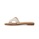 Yumi Slide in Embossed Silver Lizard Leather