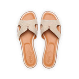 Yumi Slide in Embossed Silver Lizard Leather