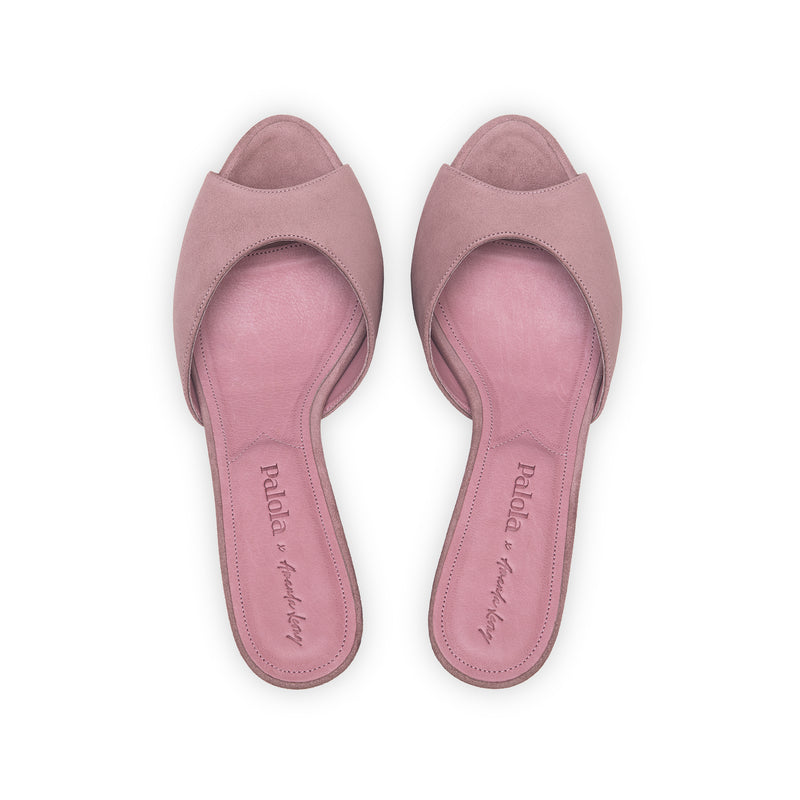 Amelie 55 Heeled Sandal in Cherry Suede Leather