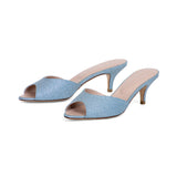 Amelie 55 Heeled Sandal in Silver Denim Fabric