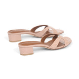 Bella 35 Heeled Sandal in Beige Patent Leather