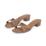 Bella 35 Heeled Sandal in Caramel Nappa Leather