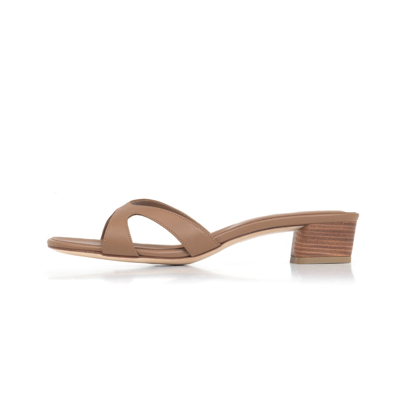 Bella 35 Heeled Sandal in Caramel Nappa Leather