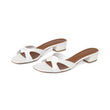 Bella 35 Heeled Sandal in Classic White Leather