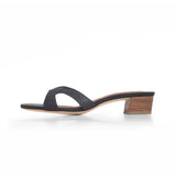 Bella 35 Heeled Sandal in Embossed Black Lizard Leather