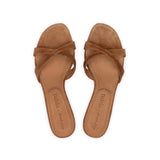 Carrie 55 Heeled Sandal in Camel Suede Leather